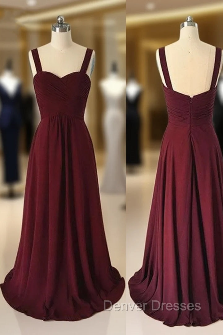 Simple Sweetheart Burgundy Long Prom Dress, Burgundy Evening Dress Main image