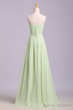 Simple Sweetheart Chiffon Prom Dress Long Pleated Sleeveless Bridesmaid Dresses