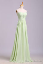 Simple Sweetheart Chiffon Prom Dress Long Pleated Sleeveless Bridesmaid Dresses