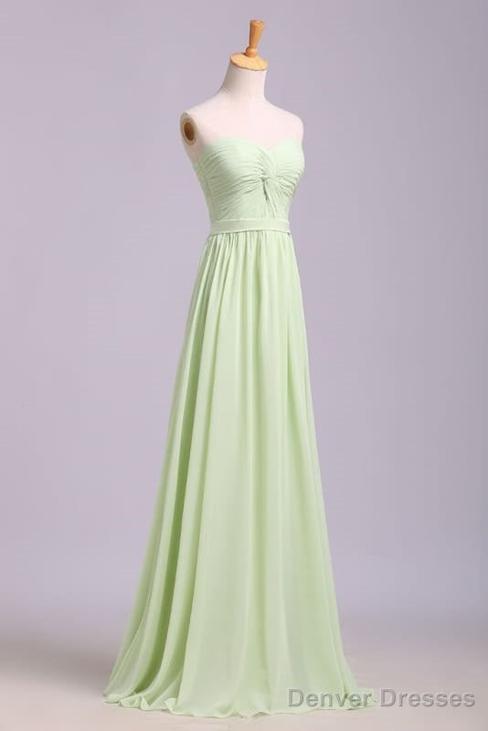 Simple Sweetheart Chiffon Prom Dress Long Pleated Sleeveless Bridesmaid Dresses