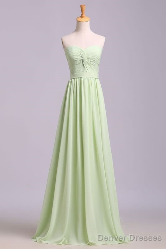 Simple Sweetheart Chiffon Prom Dress Long Pleated Sleeveless Bridesmaid Dresses Main image