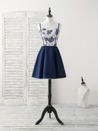 Simple Sweetheart Dark Blue Short Prom Dress Blue Homecoming Dress