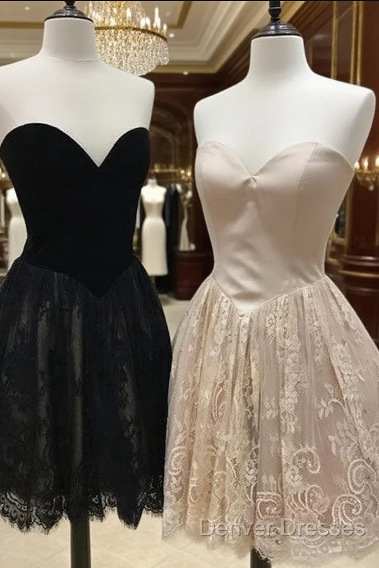 Simple Sweetheart Lace Short Prom Dress, Cute Homecoming Dress Main image