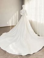 Simple sweetheart neck off shoulder long prom dress, white evening dress
