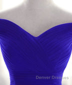 Simple sweetheart tulle blue long prom Dress, blue evening Dress