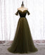 Simple Sweetheart Tulle Off Shoulder Long Prom Dress, Aline Tulle Formal Dress