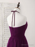 Simple Tulle A-Line Purple Long Prom Dress, Bridesmaid Dress