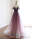 Simple Tulle Off Shoulder Long Prom Dress, Tulle Formal Dress