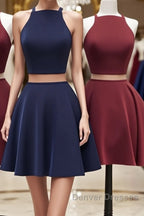 Simple two pieces short prom Dress, homecoming Dress