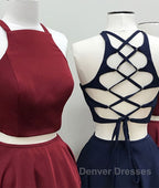 Simple two pieces short prom Dress, homecoming Dress