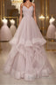 Simple v neck A-line tulle long prom Dress sweet 16 Dress