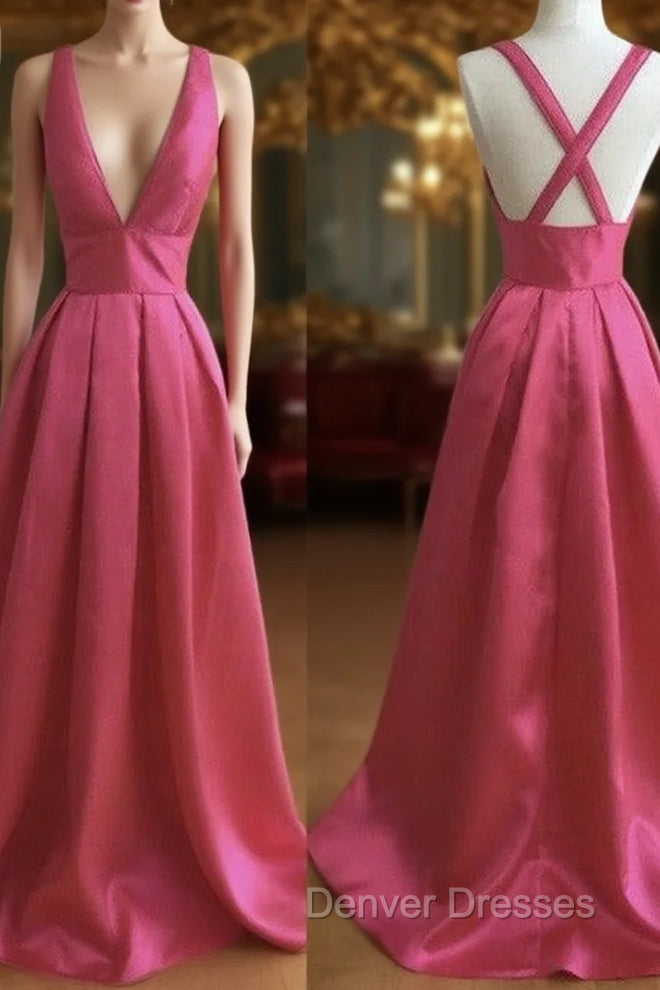 Simple V Neck Long Prom Dress, Evening Dress, Formal Dress Main image