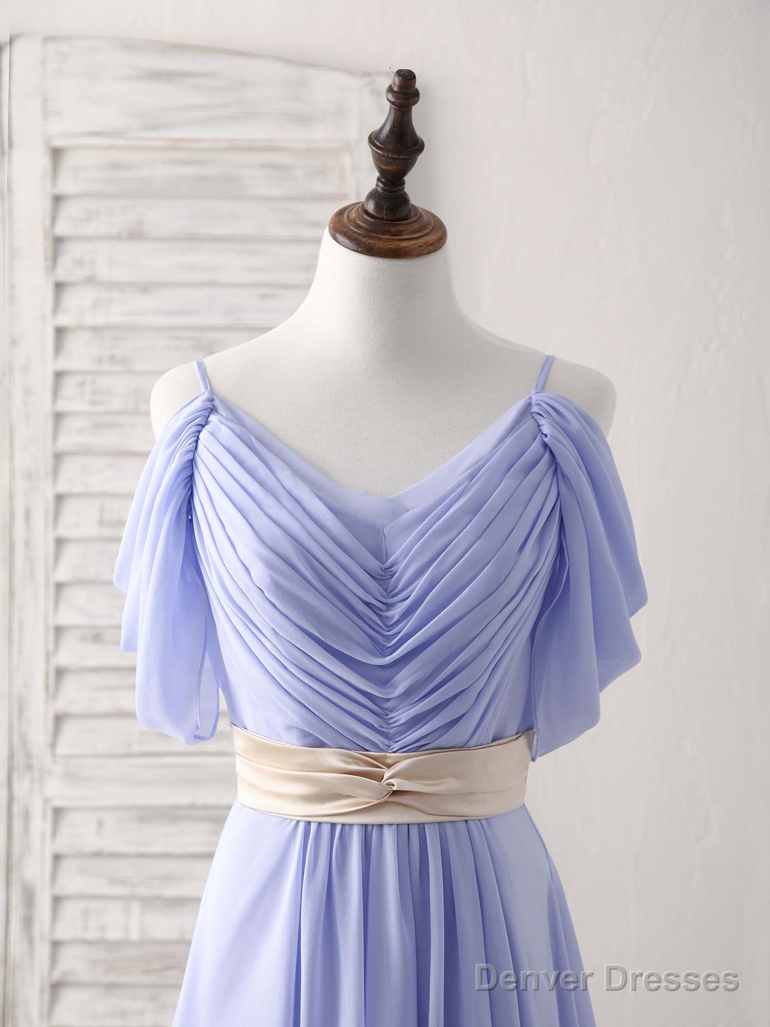 Simple V Neck Off Shoulder Chiffon Long Prom Dress Evening Dress Secondary image