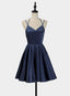 Simple V-Neckline Short Straps Halter Homecoming Dress,Teen Dress, Summer Dress