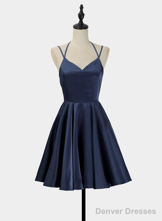Simple V-Neckline Short Straps Halter Homecoming Dresses,Teen Dress, Summer Dress Main image