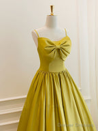 Simple Yellow Satin Short Prom Dress, Yellow Bridesmaid Dress