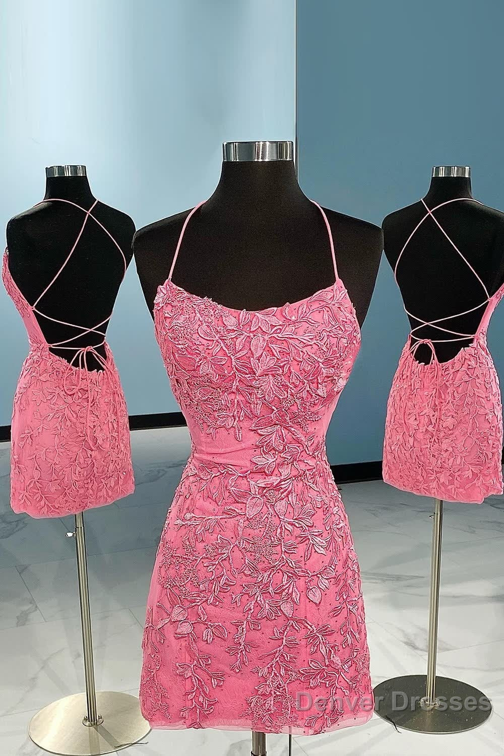 Sky Blue Short Tight Homecoming Dress with Lace Beading