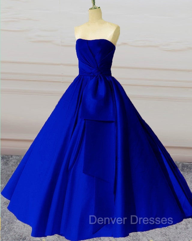 Sleeveless Ball Gown Satin Dress With Bow Sashes
