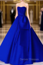Sleeveless Ball Gown Satin Dress With Bow Sashes