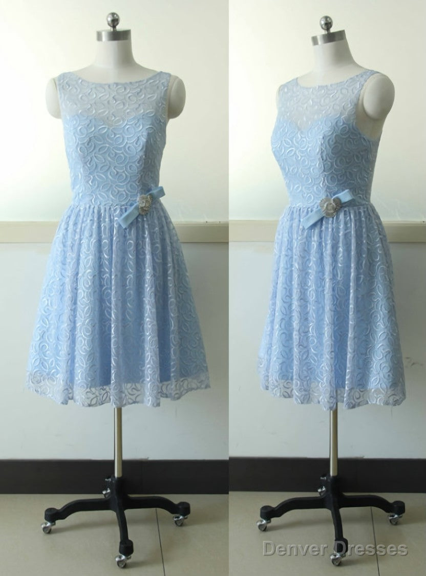 Sleeveless Lace Bridesmaid dress Blue A-line Bridesmaid dress Prom Bridesmaid dress Main image