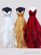 Sleeveless Spaghetti Straps Floor-Length Organza With Ruffles Dresses