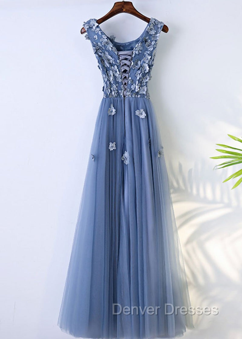 Sleeveless Tulle Floor-Length Scoop Neck Bridesmaids Dress