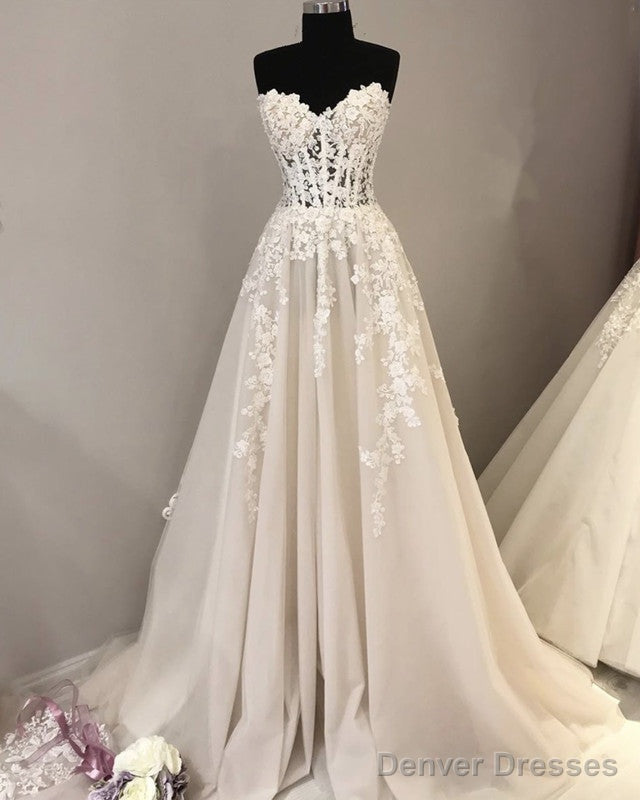 Sleeveless Tulle Wedding Dresses Appliques Main image