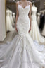Spaghetti Strap Real Model White Mermaid Wedding Dress with AmazingLace Appliques