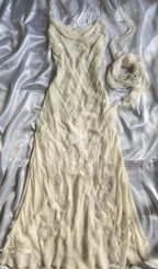 Yellow Exquisite Beaded Spaghetti Strap A-Line Chiffon Long Evening Gown Ball Gown
