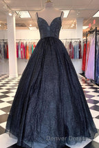 Spaghetti Straps A-line Red Shiny Prom Gown,Long Prom Dress