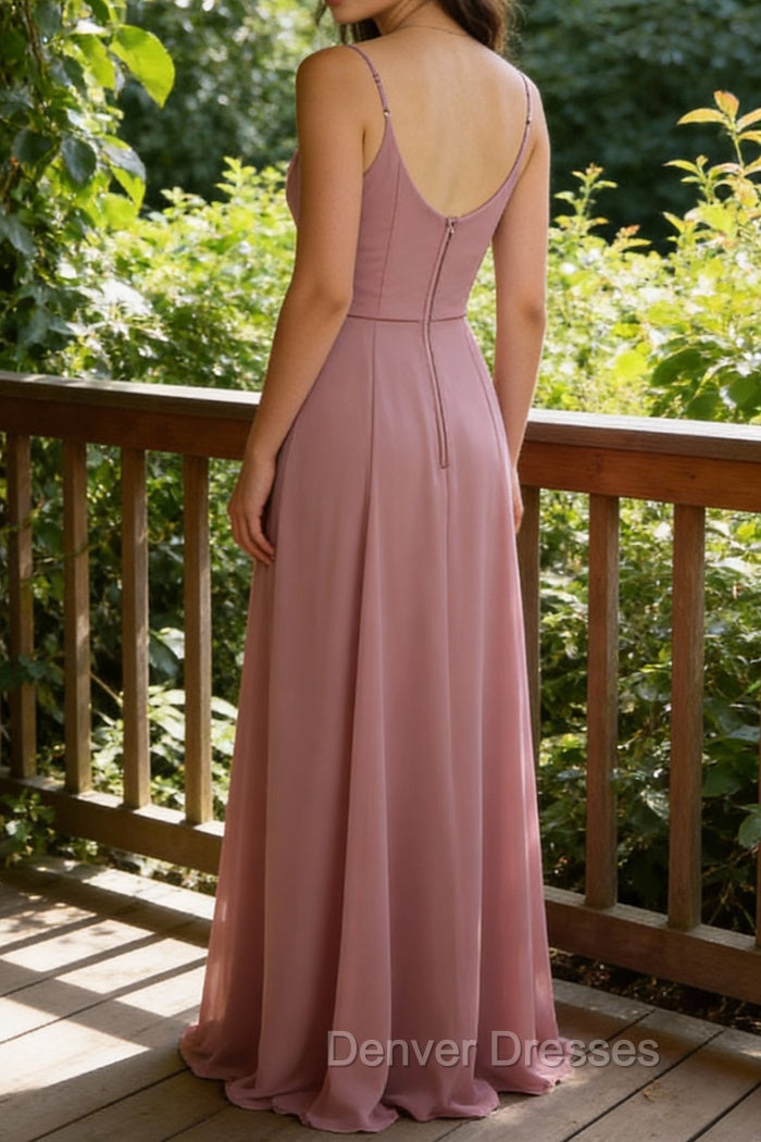 Spaghetti Straps A Line Sleeveless Long Bridesmaid Dress Secondary image