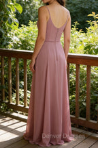 Spaghetti Straps A Line Sleeveless Long Bridesmaid Dress