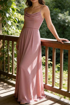 Spaghetti Straps A Line Sleeveless Long Bridesmaid Dress