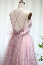 Spaghetti Straps Backless Formal Prom Dress For Wedding Party
