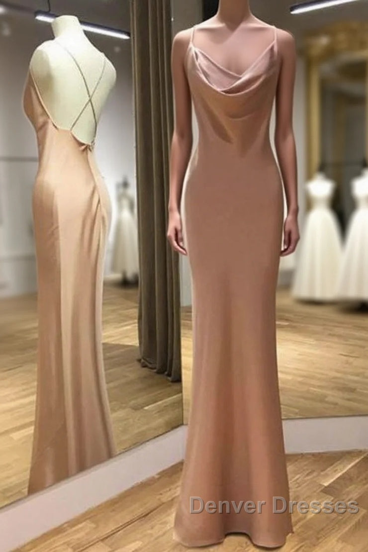 Spaghetti Straps Backless Mermaid Long Prom Dress Evening Dress, Main image