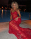 Spaghetti Straps Birthday Party Dress Red Lace Prom Dress