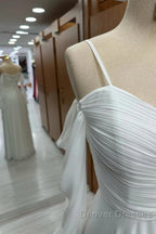 Spaghetti Straps Cold-Shoulder Floor Length Chiffon Bridesmaid Dress