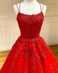 Spaghetti Straps Floral Lace Aline Evening Gown Sleeveless Prom Party Gowns