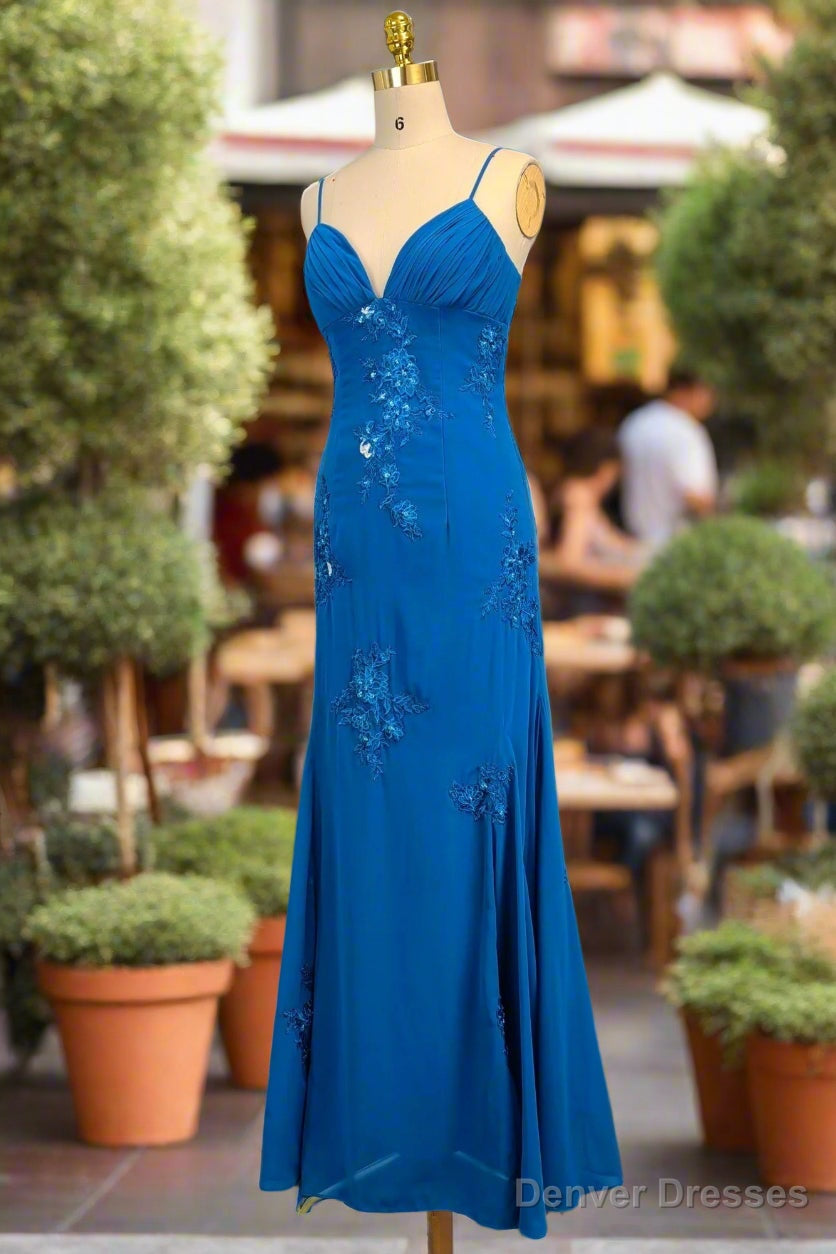 Spaghetti Straps Gorgeous A-line Blue Prom Dresses Long Evening Dresses 21th Birthday Outfits Secondary image