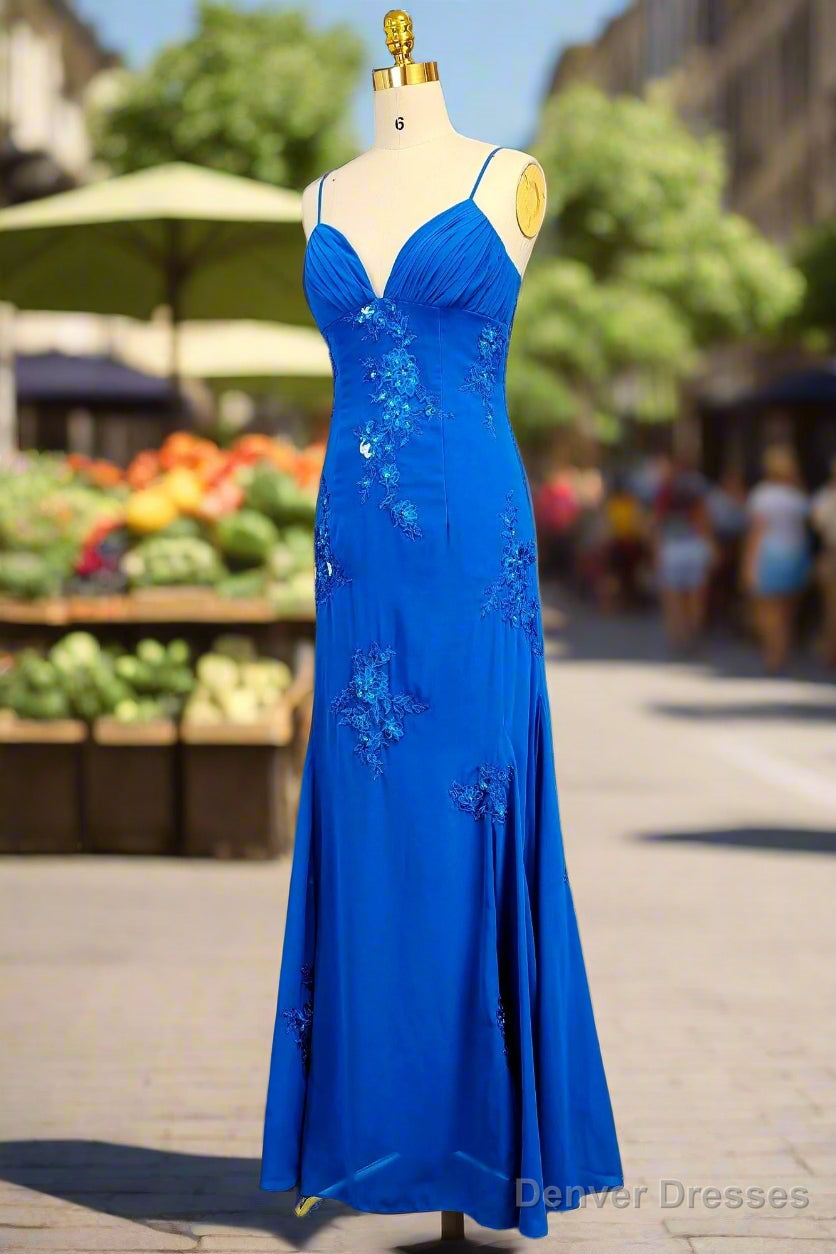 Spaghetti Straps Gorgeous A-line Ocean Blue Prom Dresses Long Evening Dresses 21th Birthday Outfits Secondary image