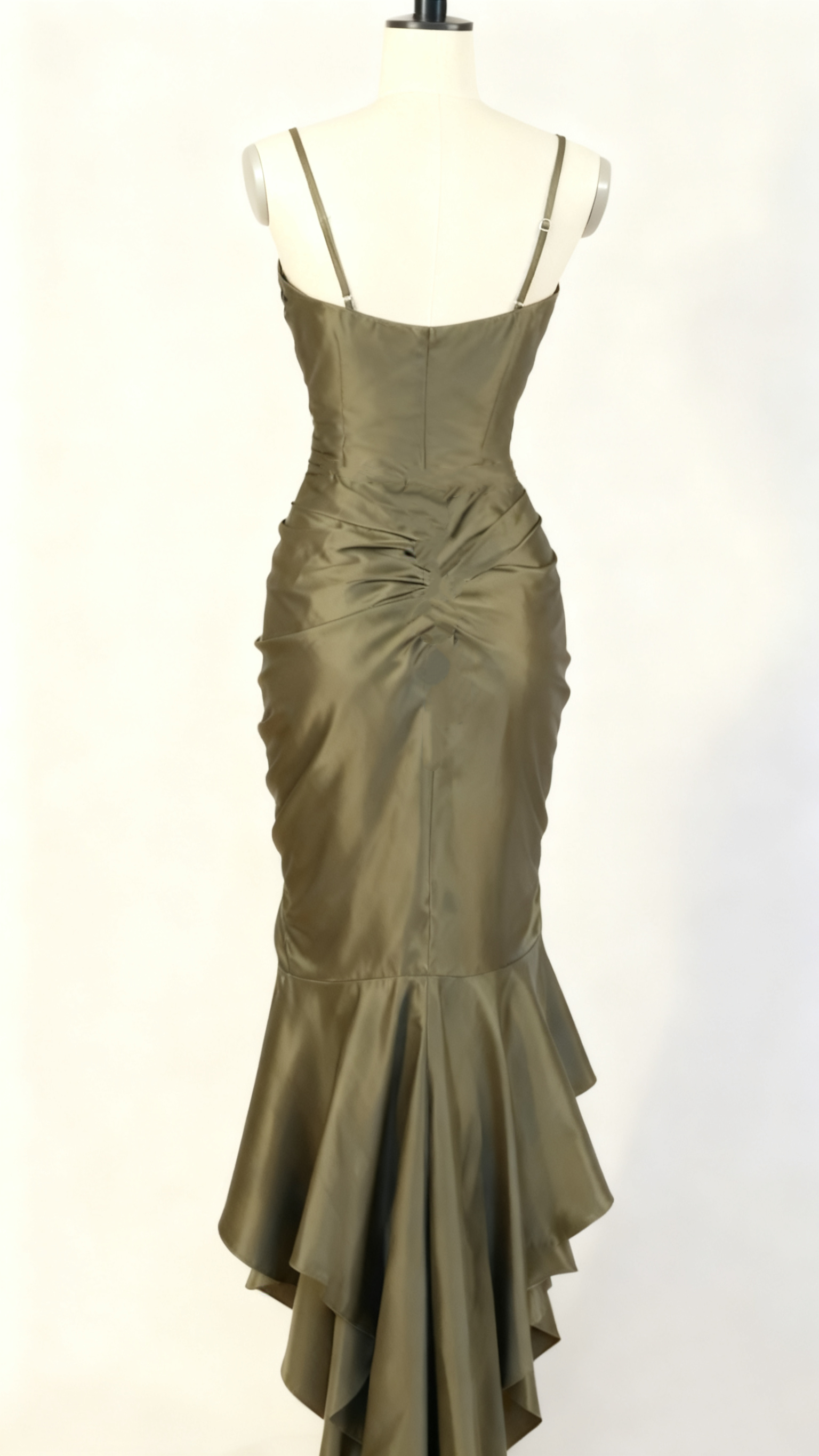 Spaghetti Straps Green Sheath Long Prom Dress Secondary image