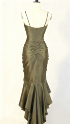 Spaghetti Straps Green Sheath Long Prom Dress