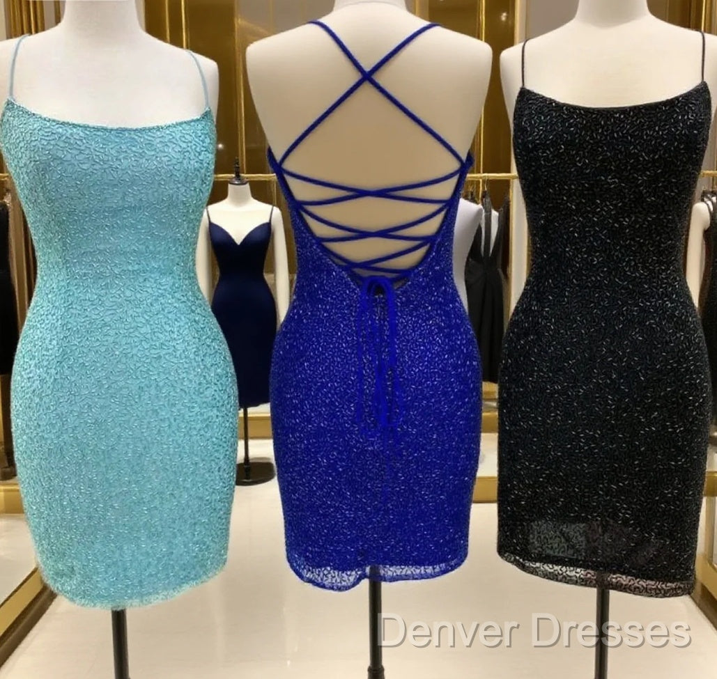 Spaghetti Straps Homecoming Dress With Criss Cross Back Main image