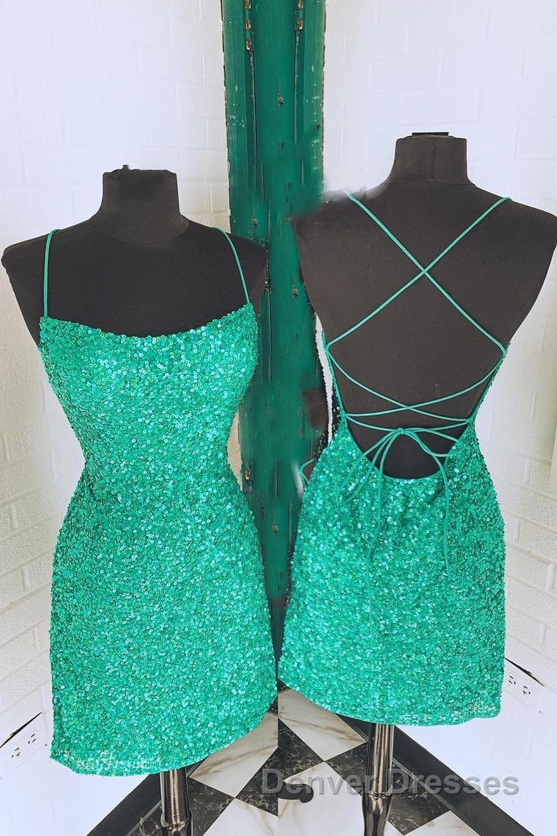 Spaghetti Straps Hot Pink Bodycon Mini Dress,Graduation Dress