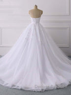 Spaghetti Straps Lace Tulle Ruffles Wedding Dress