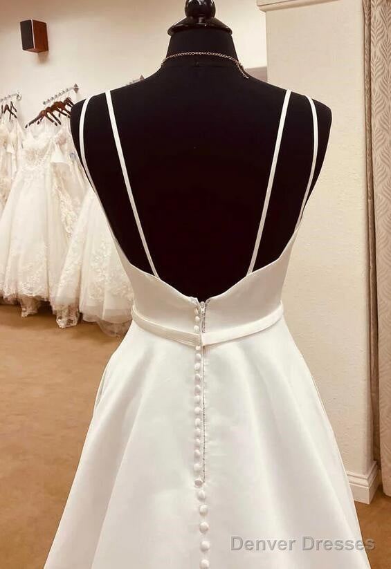 Spaghetti Straps Open Back A-Line Wedding Dress