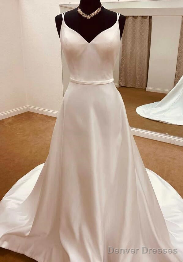 Spaghetti Straps Open Back A-Line Wedding Dress Main image