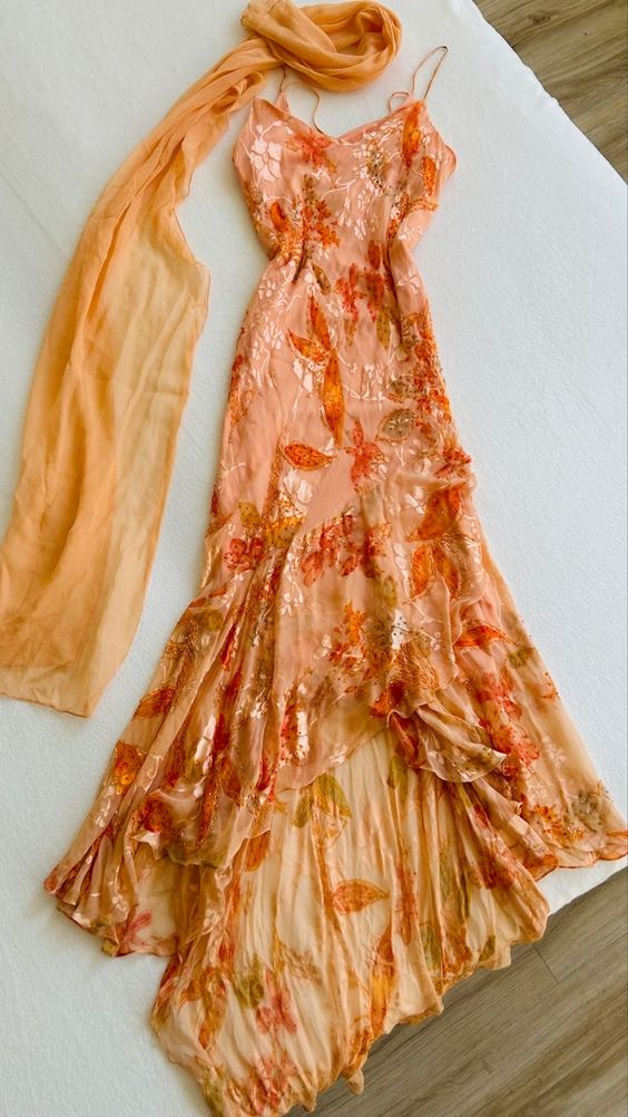Spaghetti Straps Orange A-Line Dress Prom Dress Main image