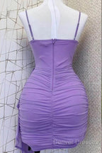 Spaghetti Straps Pleats Cute Homecoming Dress Mini Party Dress