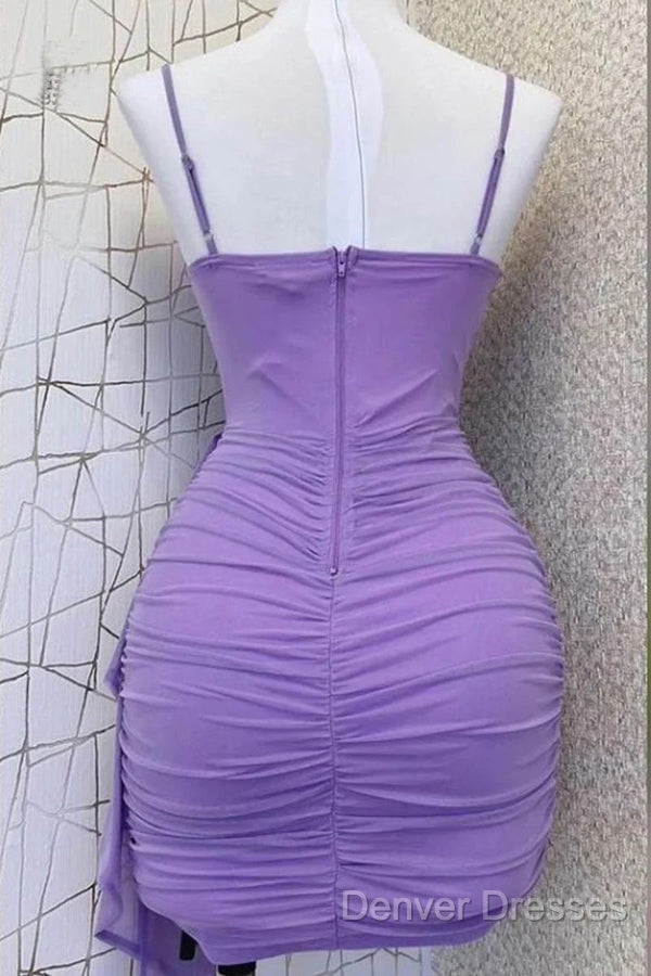 Spaghetti Straps Pleats Cute Homecoming Dress Mini Party Dress